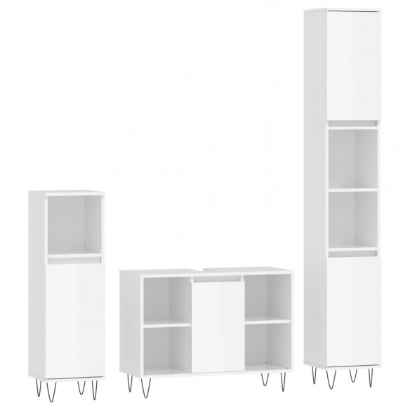 Ensemble de meubles de salle de bain 3 pcs blanc brillant