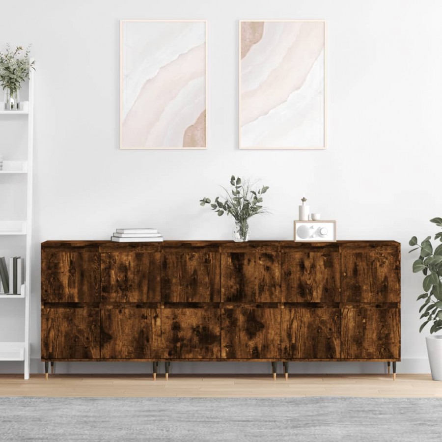 Buffets 3 pcs Chêne fumé Bois d'ingénierie