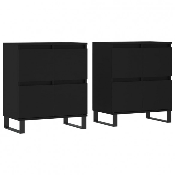 Buffets 2 pcs noir bois d'ingénierie