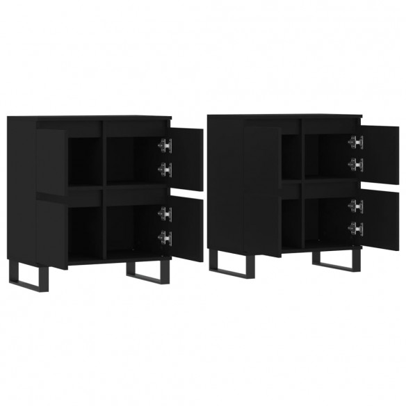 Buffets 2 pcs noir bois d'ingénierie