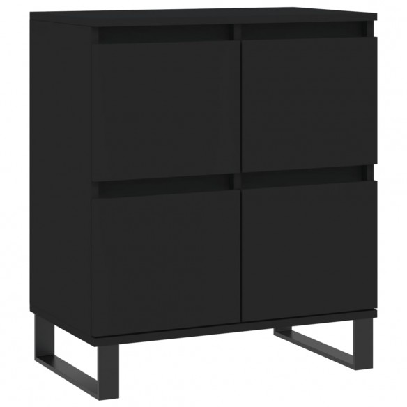 Buffets 2 pcs noir bois d'ingénierie