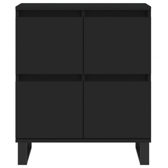 Buffets 2 pcs noir bois d'ingénierie