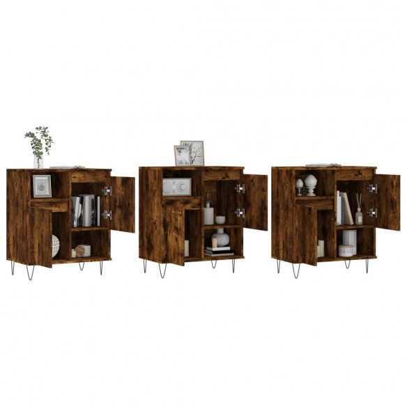 Buffets 3 pcs Chêne fumé Bois d'ingénierie