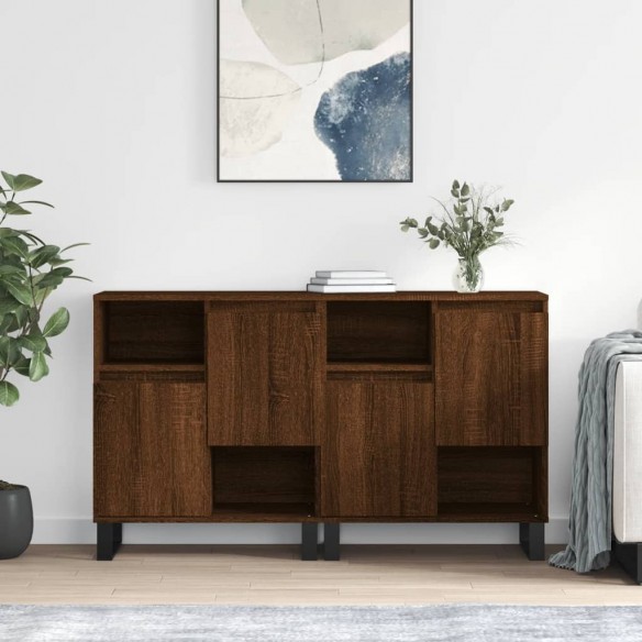 Buffets 2 pcs chêne marron bois d'ingénierie