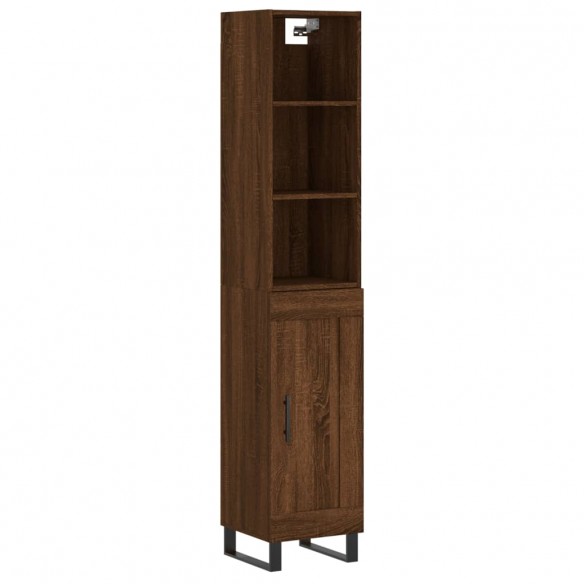 Buffet haut Chêne marron 34,5x34x180 cm Bois d'ingénierie