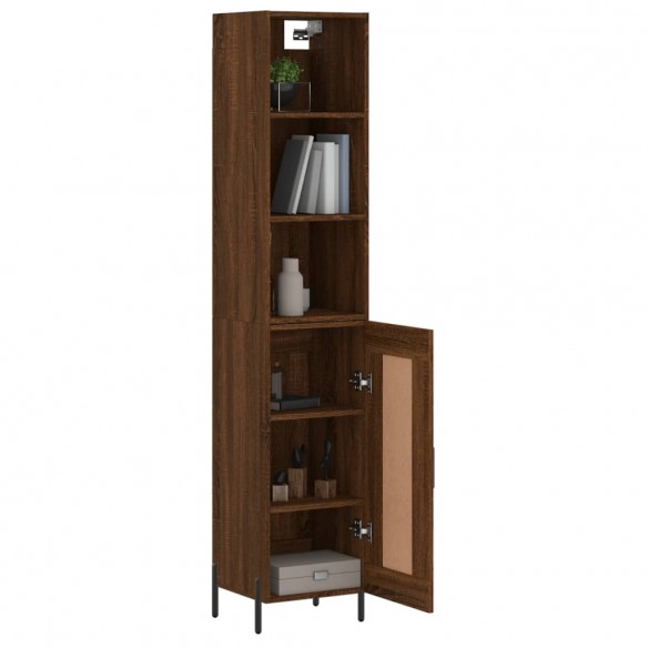 Buffet haut Chêne marron 34,5x34x180 cm Bois d'ingénierie