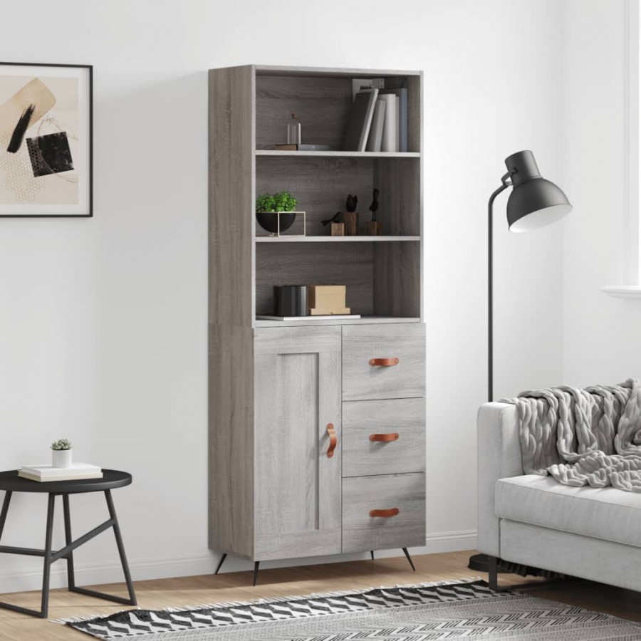 Buffet haut Sonoma gris 69,5x34x180 cm Bois d'ingénierie