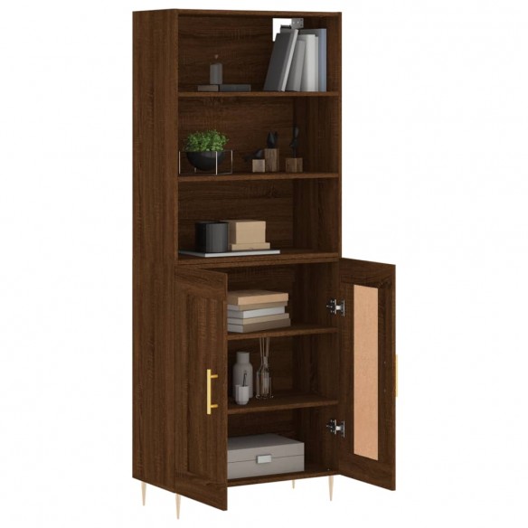 Buffet haut Chêne marron 69,5x34x180 cm Bois d'ingénierie