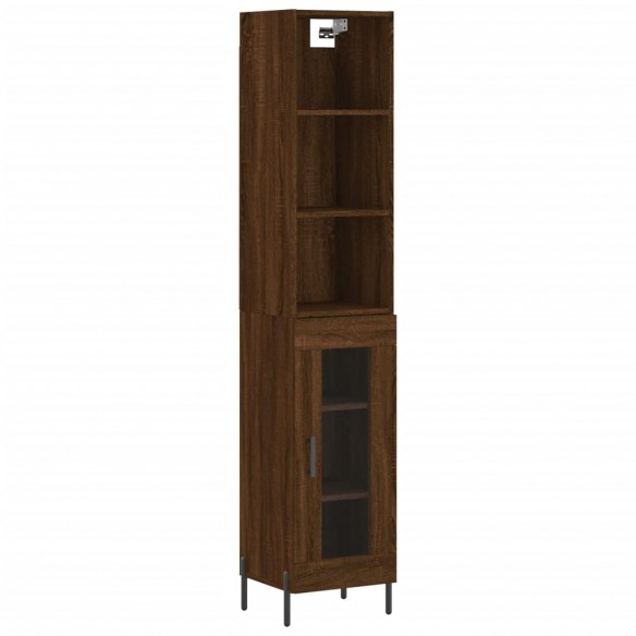 Buffet haut Chêne marron 34,5x34x180 cm Bois d'ingénierie