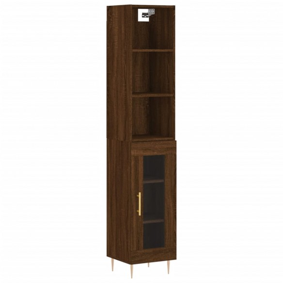 Buffet haut Chêne marron 34,5x34x180 cm Bois d'ingénierie