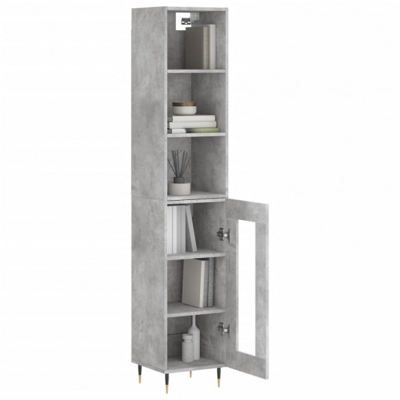 Buffet haut Gris béton 34,5x34x180 cm Bois d'ingénierie