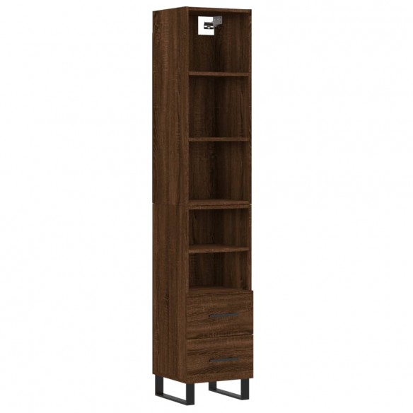 Buffet haut Chêne marron 34,5x34x180 cm Bois d'ingénierie