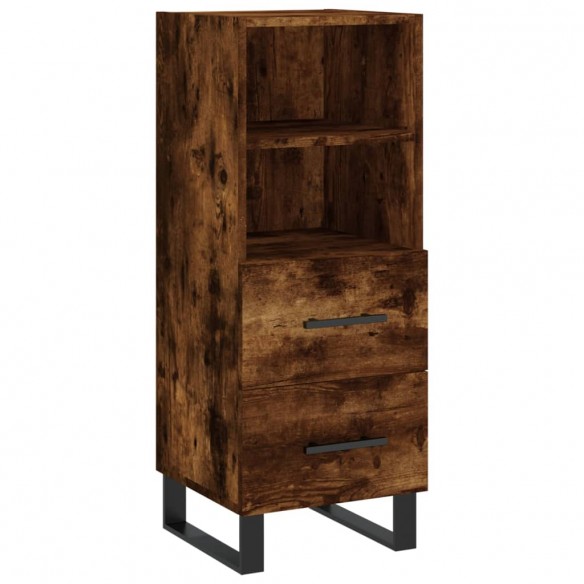 Buffet haut Chêne fumé 34,5x34x180 cm Bois d'ingénierie