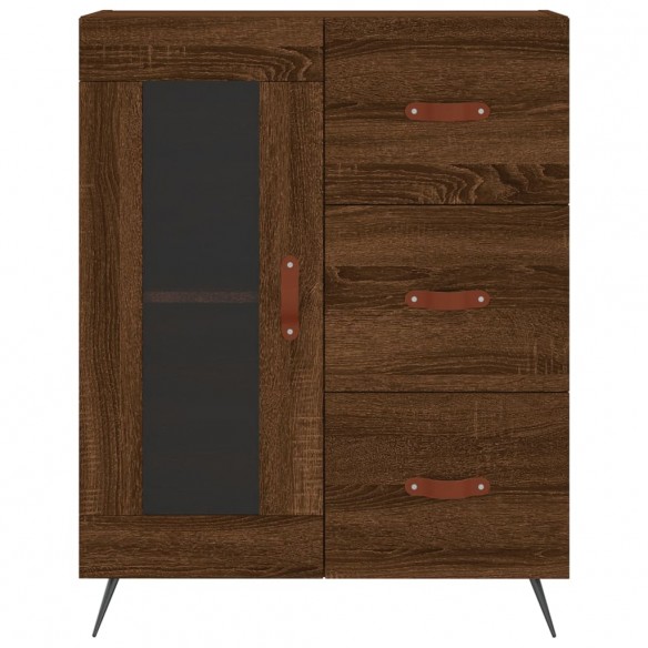 Buffet haut Chêne marron 69,5x34x180 cm Bois d'ingénierie