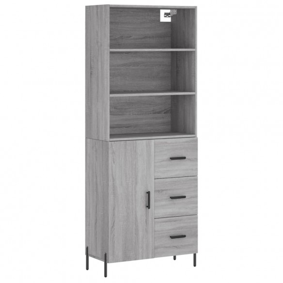 Buffet haut Sonoma gris 69,5x34x180 cm Bois d'ingénierie