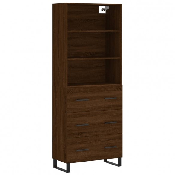 Buffet haut Chêne marron 69,5x34x180 cm Bois d'ingénierie