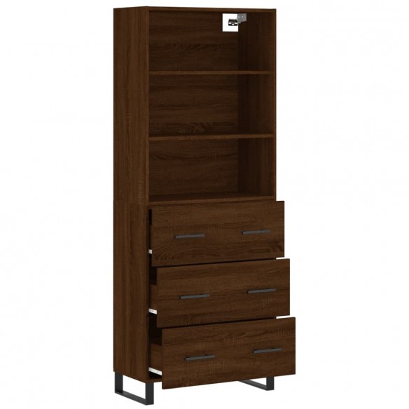 Buffet haut Chêne marron 69,5x34x180 cm Bois d'ingénierie