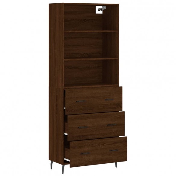 Buffet haut Chêne marron 69,5x34x180 cm Bois d'ingénierie