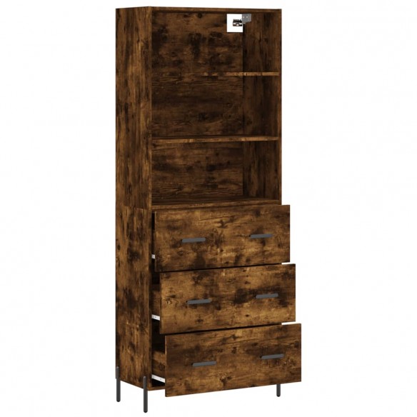 Buffet haut Chêne fumé 69,5x34x180 cm Bois d'ingénierie