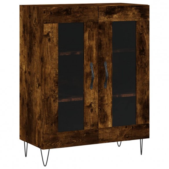 Buffet haut Chêne fumé 69,5x34x180 cm Bois d'ingénierie