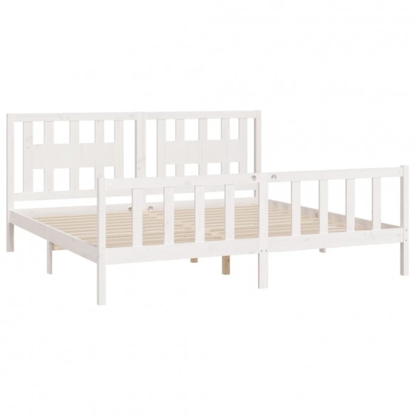 Cadre de lit et tête de lit blanc bois de pin massif 200x200 cm