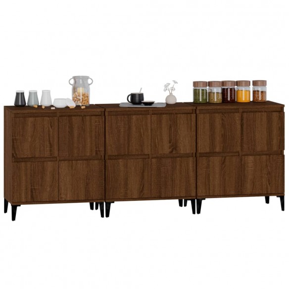 Buffets 3 pcs chêne marron 60x35x70 cm bois d'ingénierie