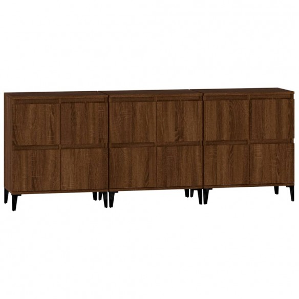 Buffets 3 pcs chêne marron 60x35x70 cm bois d'ingénierie