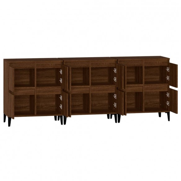 Buffets 3 pcs chêne marron 60x35x70 cm bois d'ingénierie