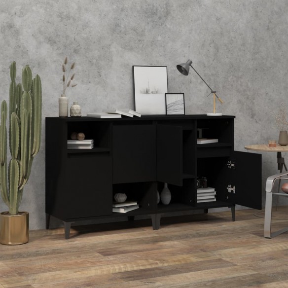 Buffets 2 pcs noir 60x35x70 cm bois d'ingénierie