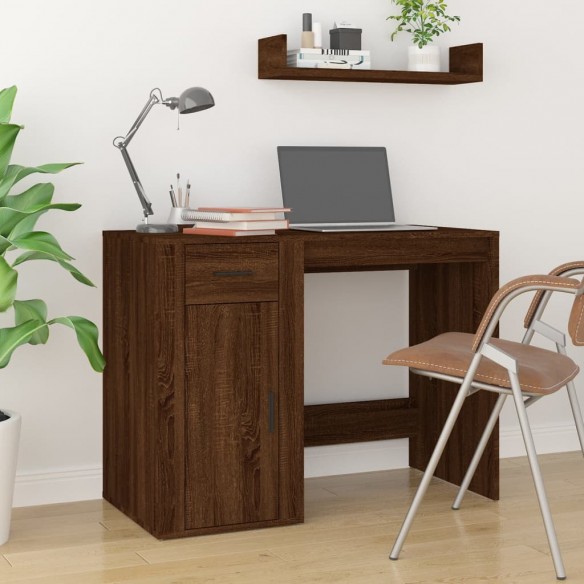 Bureau avec armoire chêne marron bois d'ingénierie