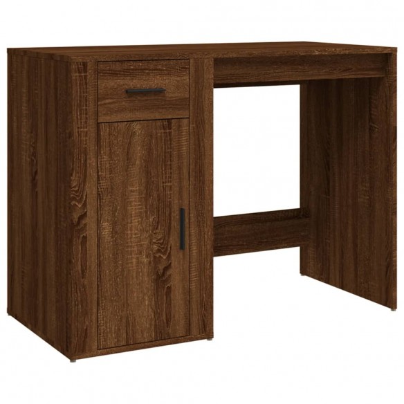 Bureau avec armoire chêne marron bois d'ingénierie