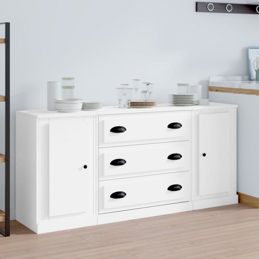 Buffets 3 pcs Blanc Bois d'ingénierie