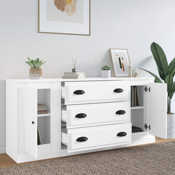 Buffets 3 pcs Blanc Bois d'ingénierie