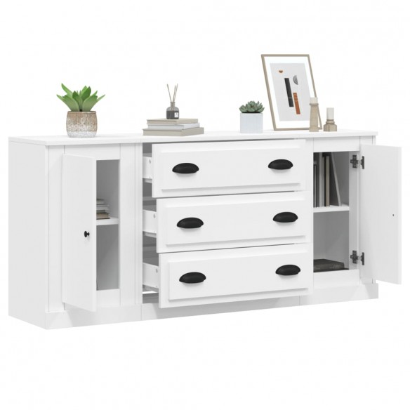 Buffets 3 pcs Blanc Bois d'ingénierie