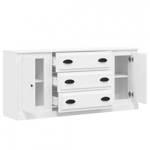 Buffets 3 pcs Blanc Bois d'ingénierie