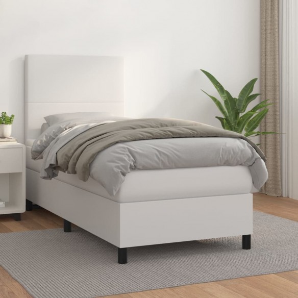 Cadre de lit avec matelas Blanc 90x200 cm Similicuir