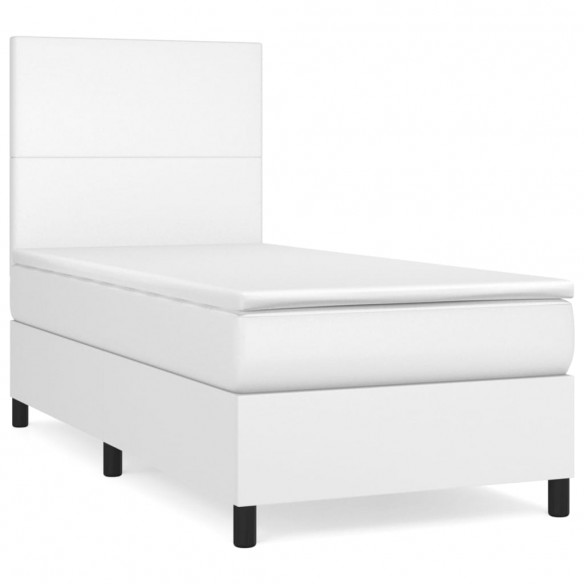 Cadre de lit avec matelas Blanc 90x200 cm Similicuir