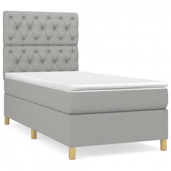 Cadre de lit avec matelas Gris clair 80x200 cm Tissu