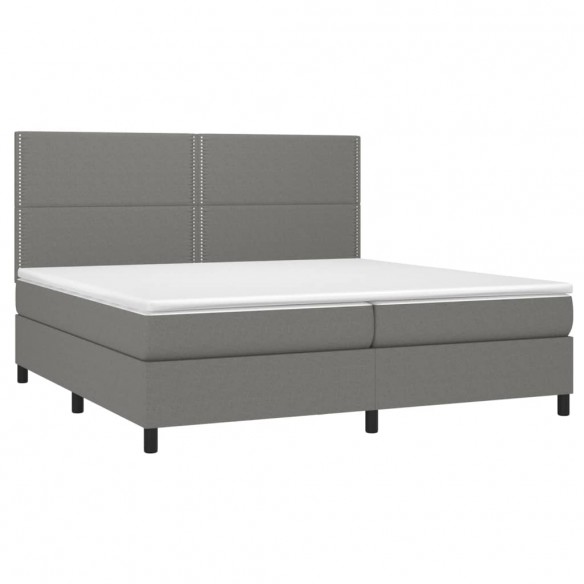 Cadre de lit avec matelas Gris foncé 200x200cm Tissu