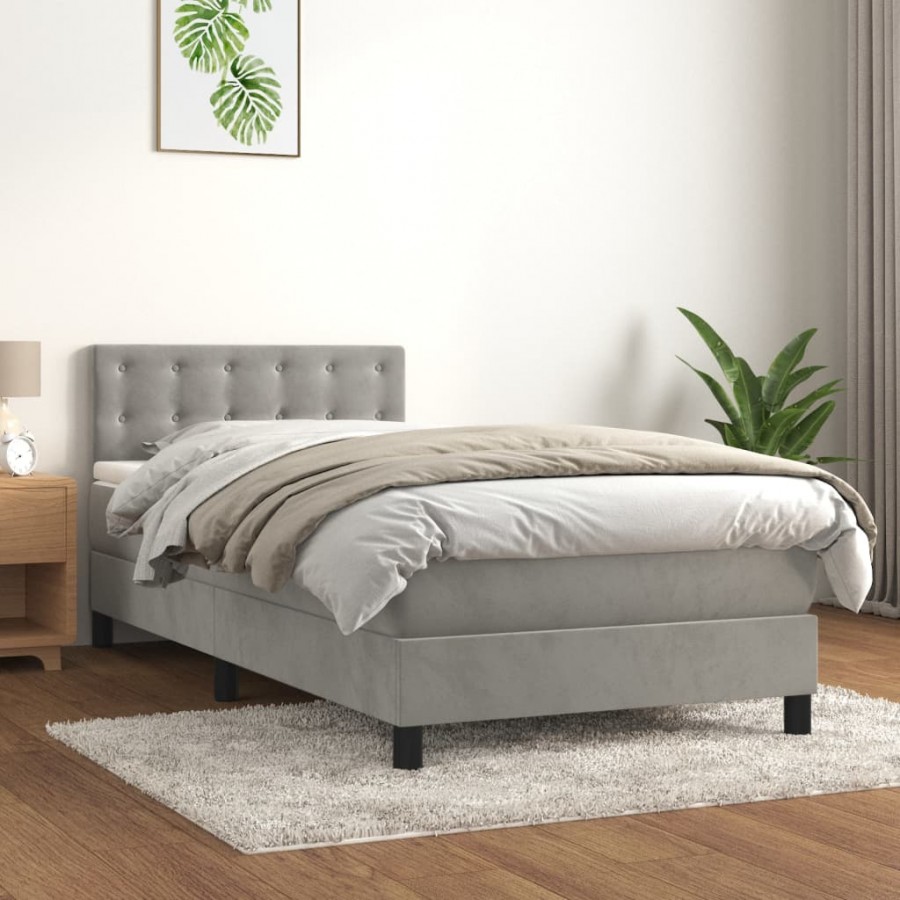 Cadre de lit et matelas Gris clair 80x200 cm Velours