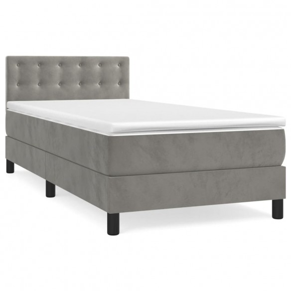 Cadre de lit et matelas Gris clair 80x200 cm Velours