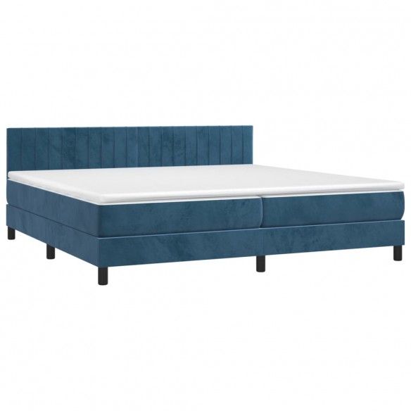 Cadre de lit et matelas Bleu foncé 200x200cm Velours