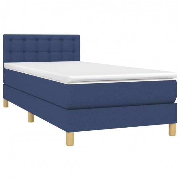 Cadre de lit avec matelas Bleu 80x200 cm Tissu