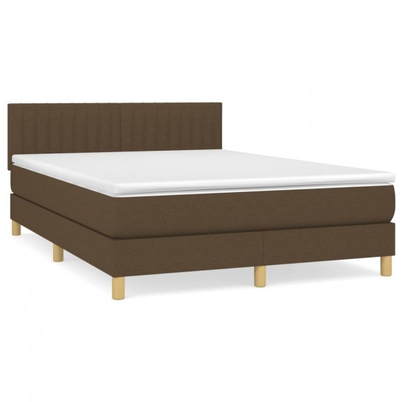 Cadre de lit avec matelas Marron foncé 140x190 cm