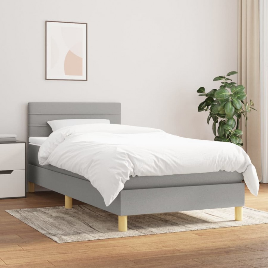 Sommier à lattes de lit avec matelas Gris clair 80x200 cm Tissu