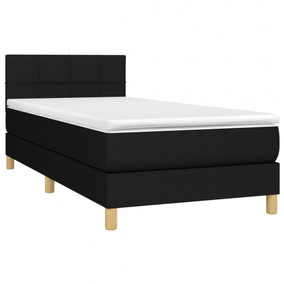 Cadre de lit et matelas Noir 80x200 cm Tissu