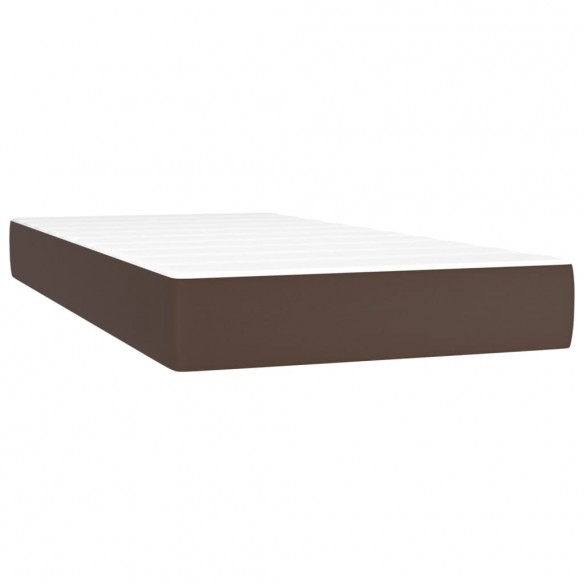 Cadre de lit matelas LED Marron 90x200 cm Similicuir