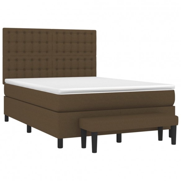 Cadre de lit avec matelas Marron foncé 140x190 cm