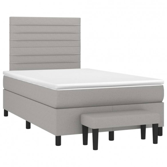 Cadre de lit avec matelas Gris clair 120x200cm Tissu