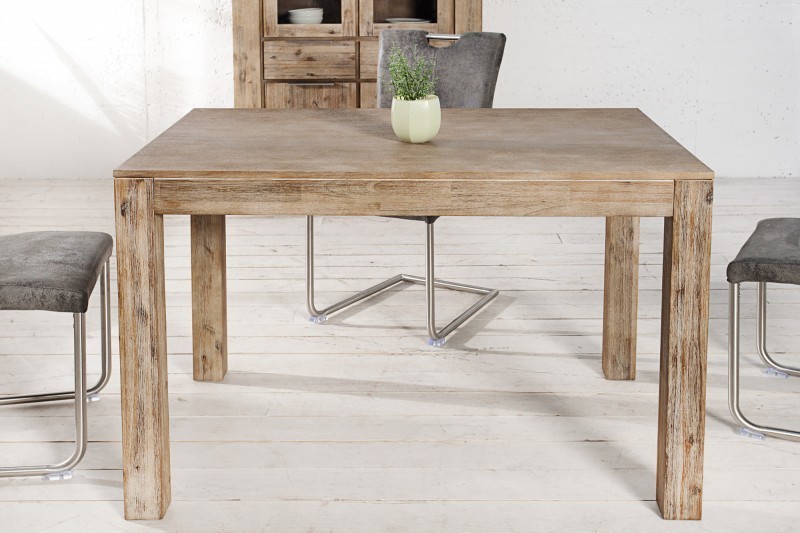 Table salle à manger extensible 120-200 cm en bois d'acacia teintée chêne